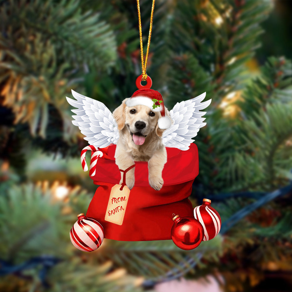 Golden Retriever 2 Angel Gift From Santa Christmas Ornament