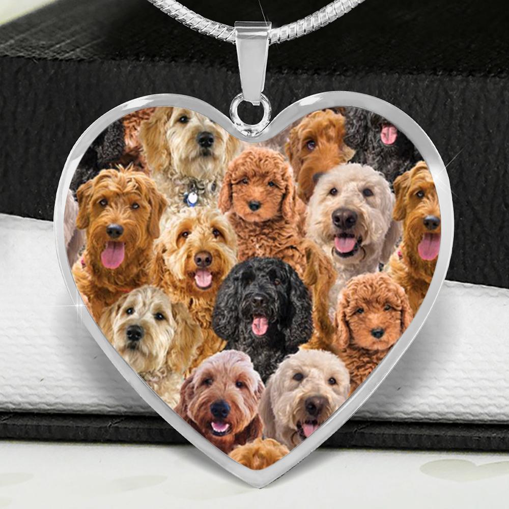 A Bunch Of Goldendoodles Heart Necklace