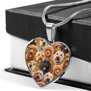 A Bunch Of Goldendoodles Heart Necklace