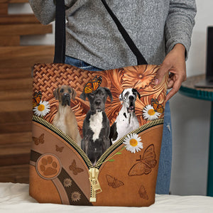 Great Dane Daisy Flower And Butterfly Tote Bag