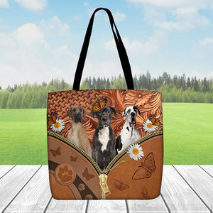 Great Dane Daisy Flower And Butterfly Tote Bag