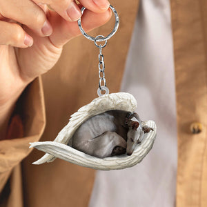 Greyhound Sleeping Angel Acrylic Keychain