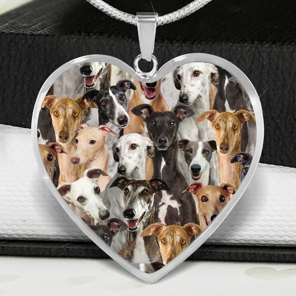 A Bunch Of Greyhounds Heart Necklace