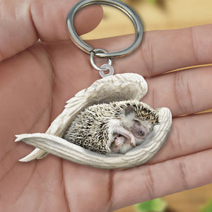 Hedgehog Sleeping Angel Acrylic Keychain