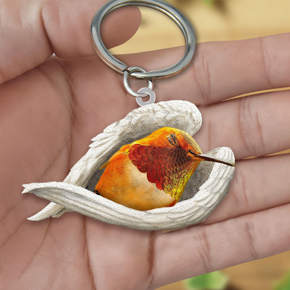 Hummingbird Sleeping Angel Acrylic Keychain