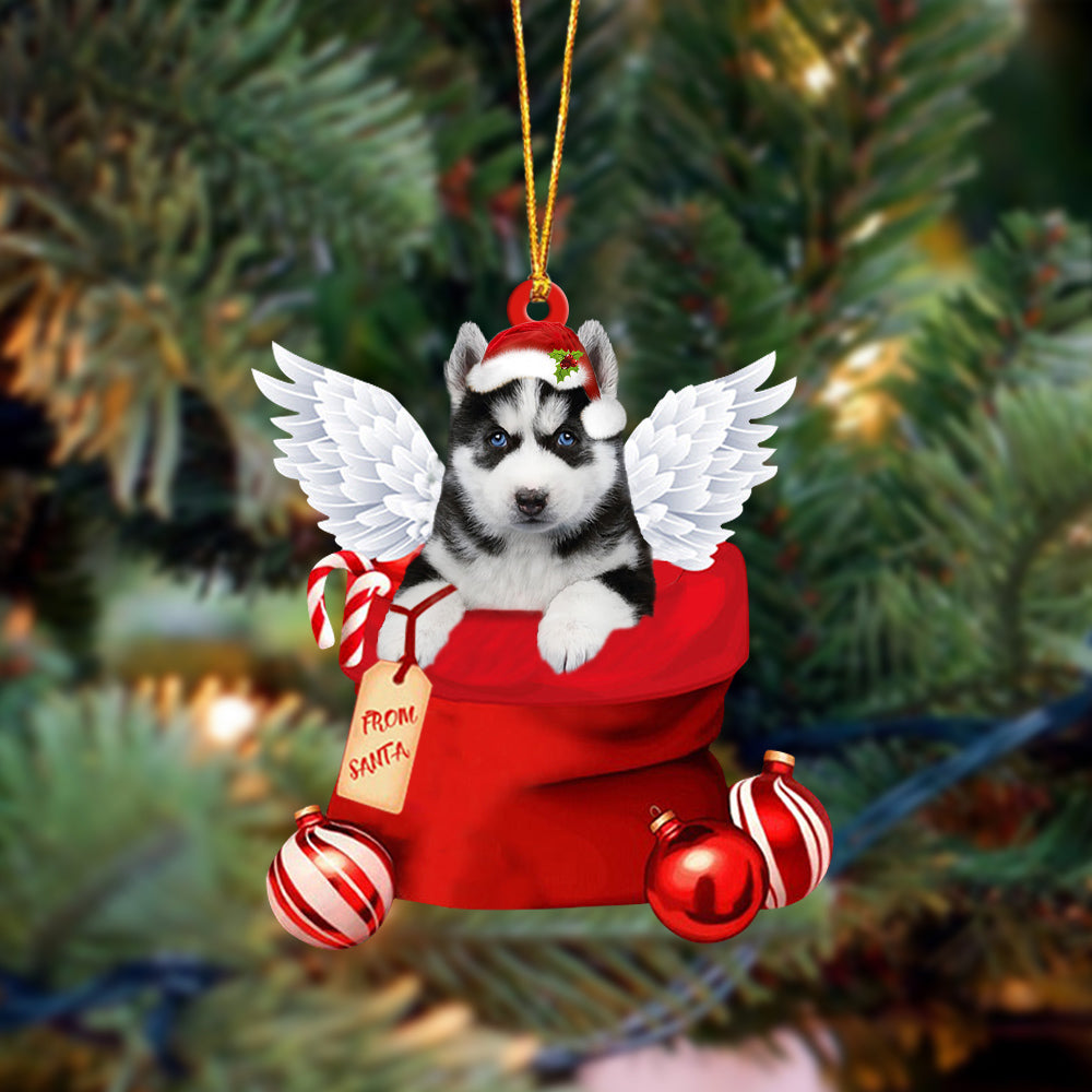 Husky. Angel Gift From Santa Christmas Ornament