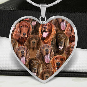 A Bunch Of Irish Setters Heart Necklace