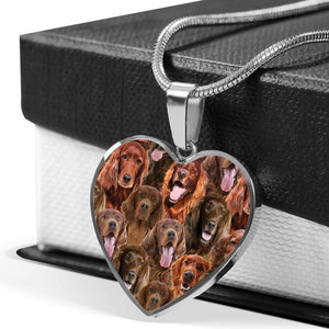 A Bunch Of Irish Setters Heart Necklace