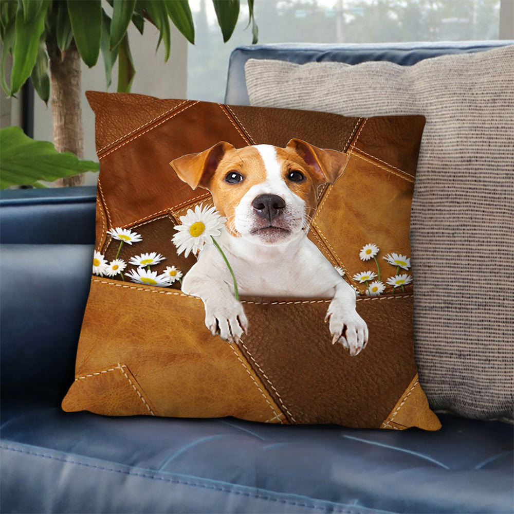 Jack Russell Holding Daisy Pillow Case
