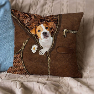 Jack Russell Terrier Holding Daisy Pillow Case