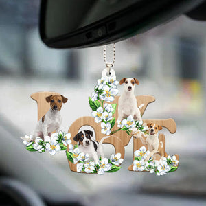 Jack Russell Terrier Love Flowers Dog Lover Car Hanging Ornament