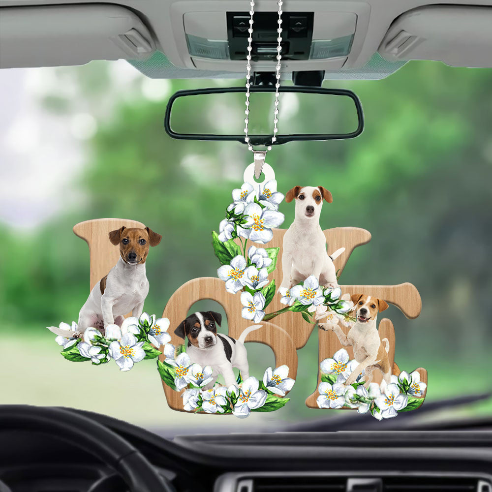 Jack Russell Terrier Love Flowers Dog Lover Car Hanging Ornament