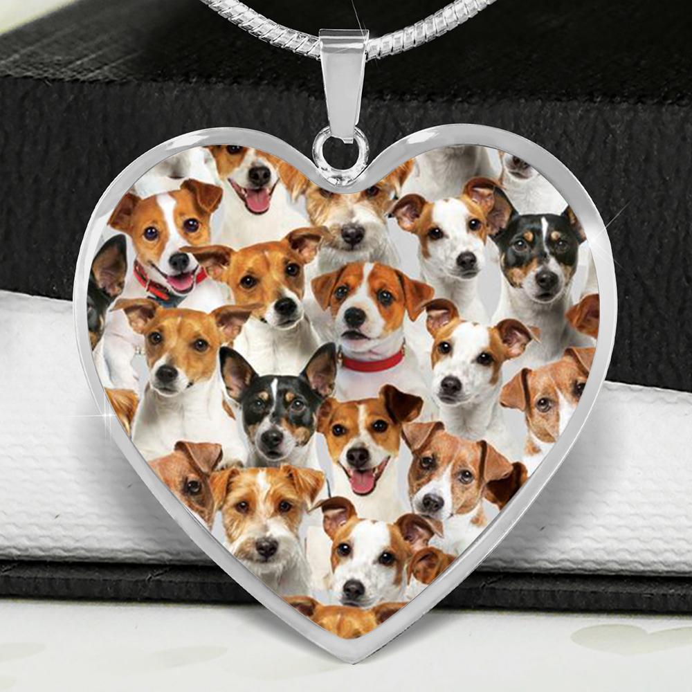 A Bunch Of Jack Russell Terriers Heart Necklace