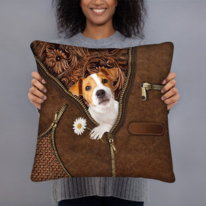 Jack Russell Terrier Holding Daisy Pillow Case