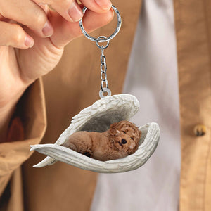 Labradoodle Sleeping Angel Acrylic Keychain