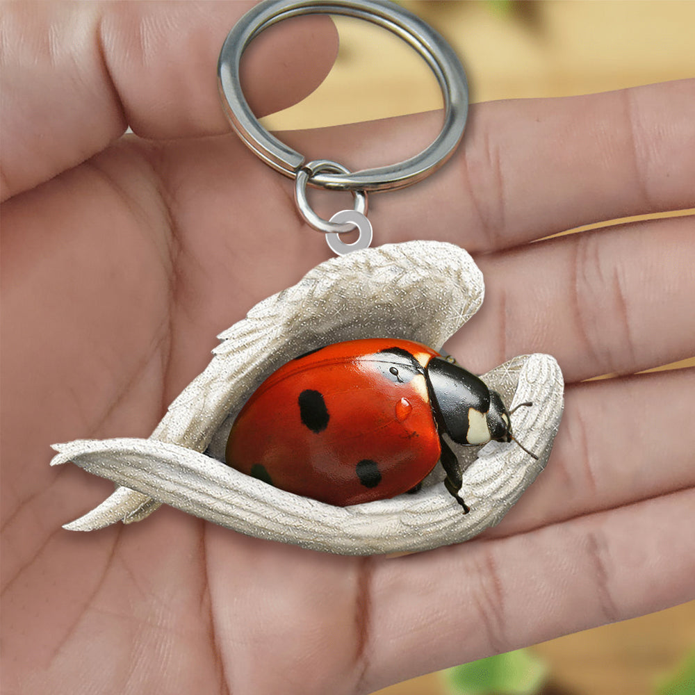 Ladybugs Sleeping Angel Acrylic Keychain