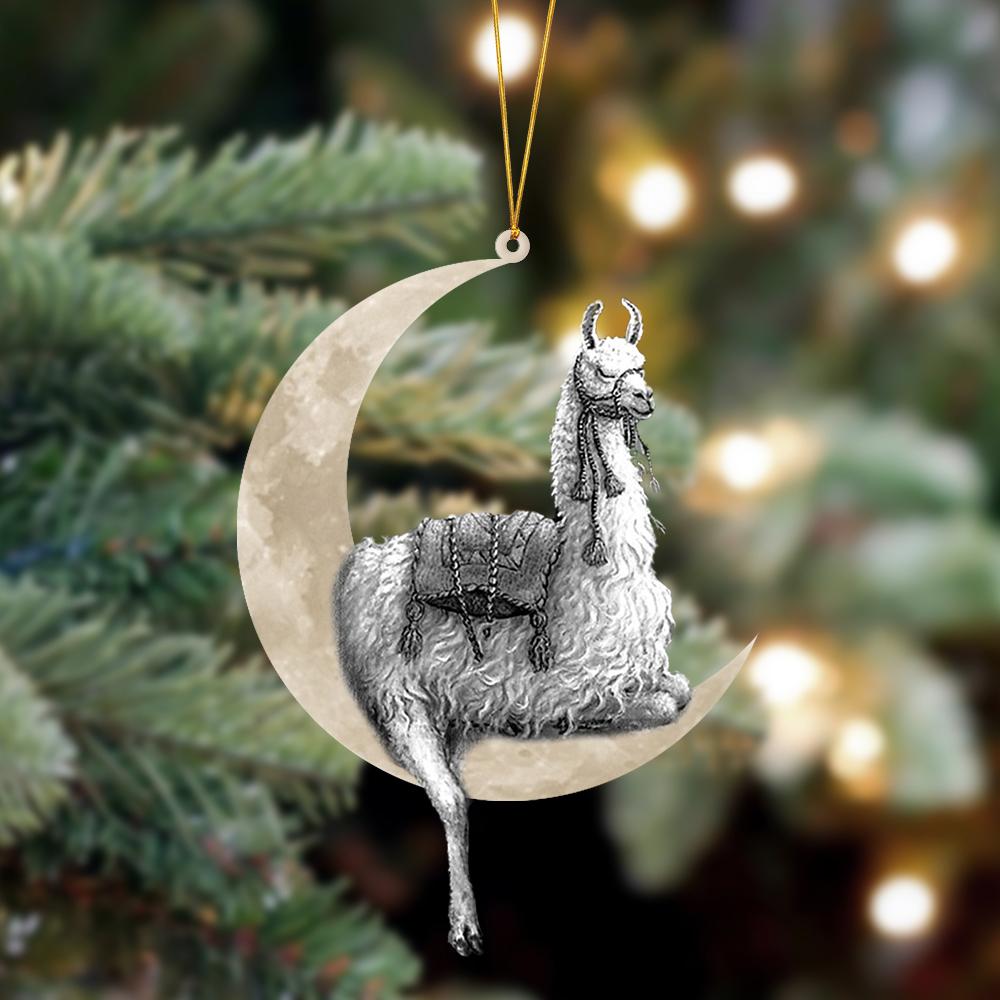 Llama Sits On The Moon Hanging Ornament