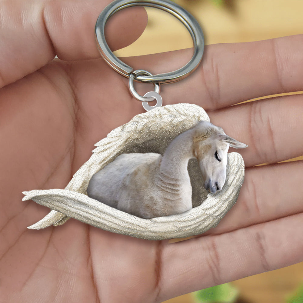 Llama Sleeping Angel Acrylic Keychain