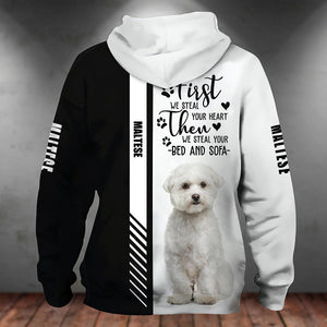 Maltese-First We Steal Your Heart Unisex Hoodie