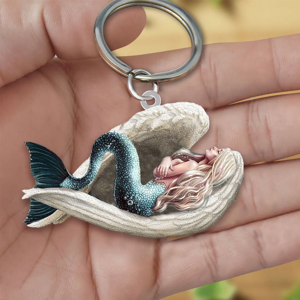 Mermaid Sleeping Angel Acrylic Keychain