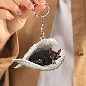 Miniature Pinscher Sleeping Angel Acrylic Keychain