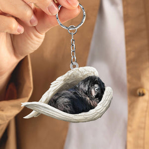 New foundland dog Sleeping Angel Acrylic Keychain