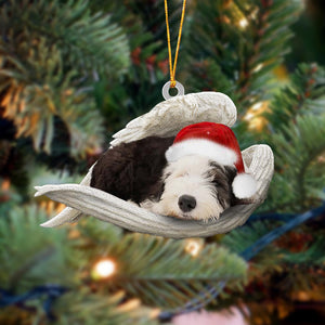 Old English Sheepdog Sleeping Angel Christmas Ornament