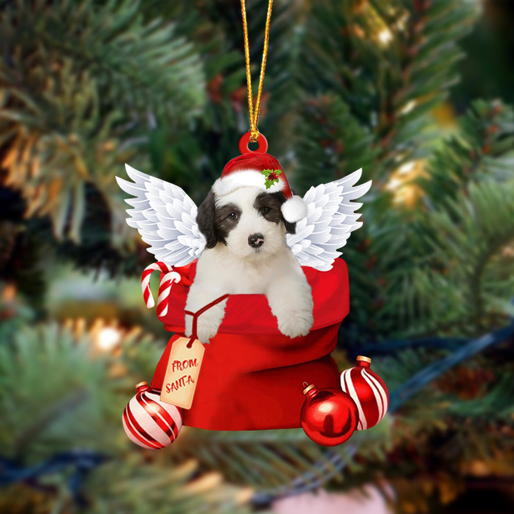 Old English Sheepdog Angel Gift From Santa Christmas Ornament