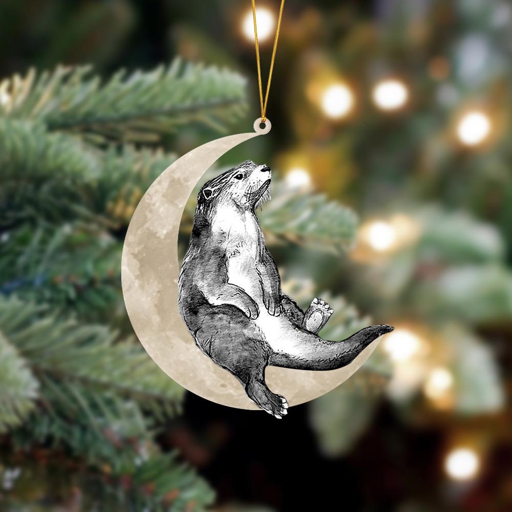 Otter Sits On The Moon Hanging Ornament