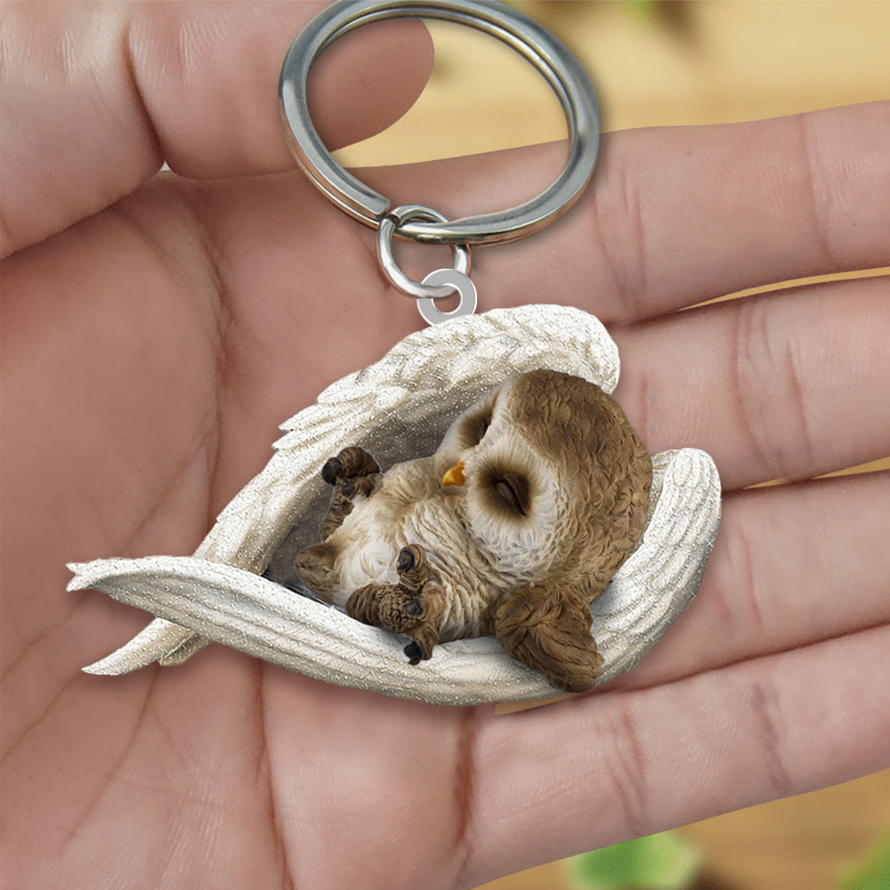 Owl Sleeping Angel Acrylic Keychain