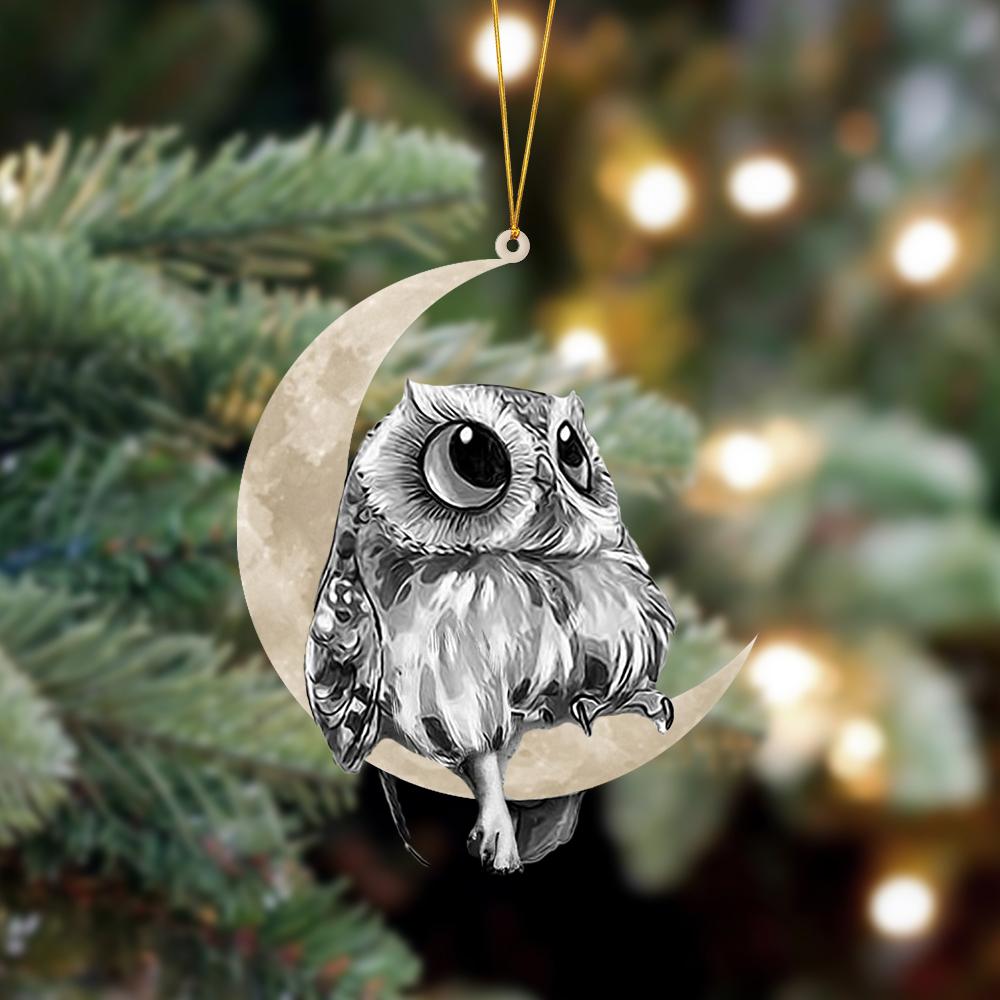 Owl Sits On The Moon Hanging Ornament