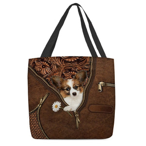 Papillon Holding Daisy Tote Bag