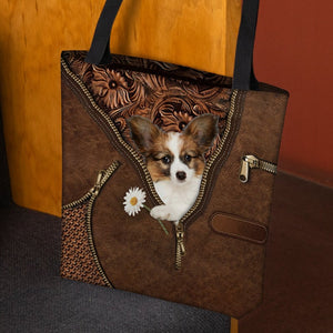 Papillon Holding Daisy Tote Bag