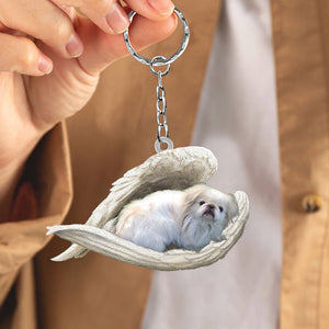 Pekingese Sleeping Angel Acrylic Keychain