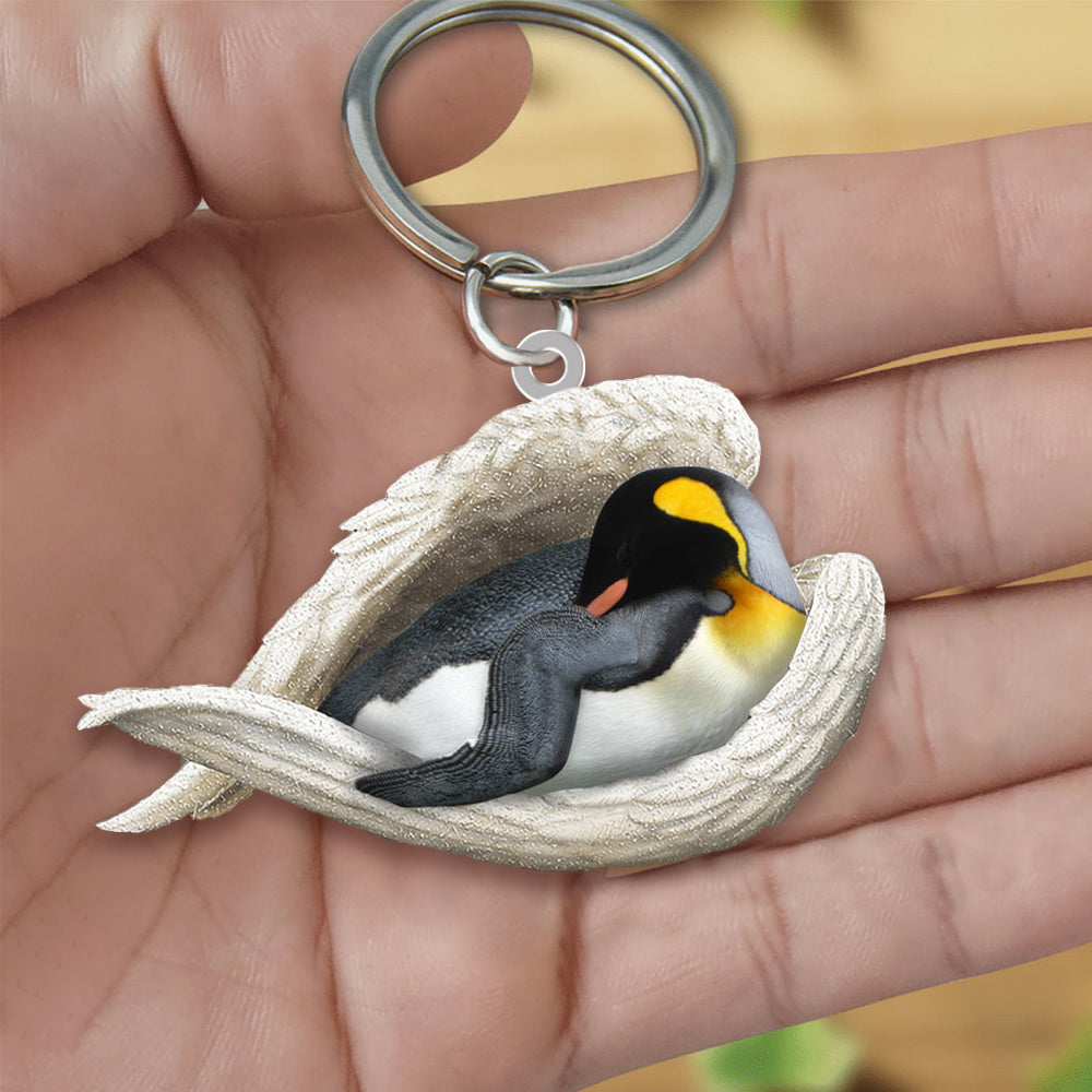 Penguin Sleeping Angel Acrylic Keychain