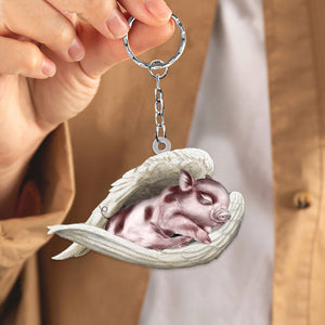 Pig Sleeping Angel Acrylic Keychain