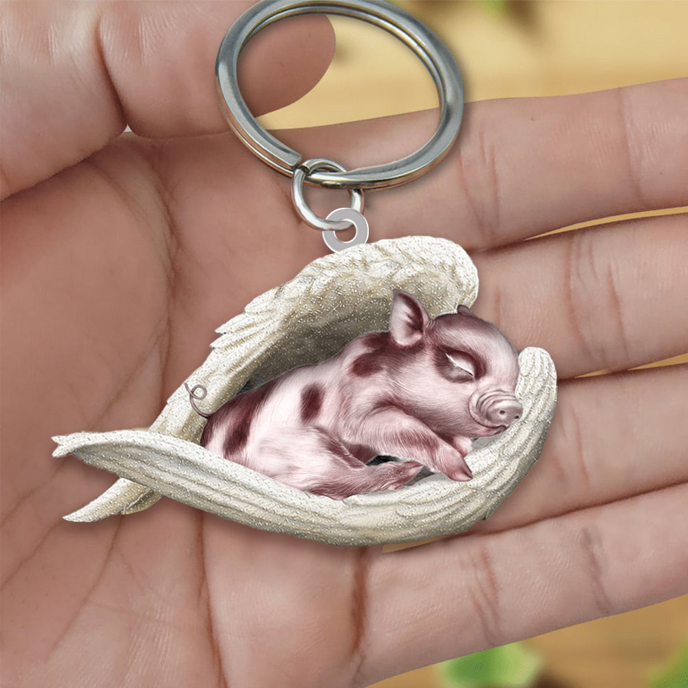 Pig Sleeping Angel Acrylic Keychain