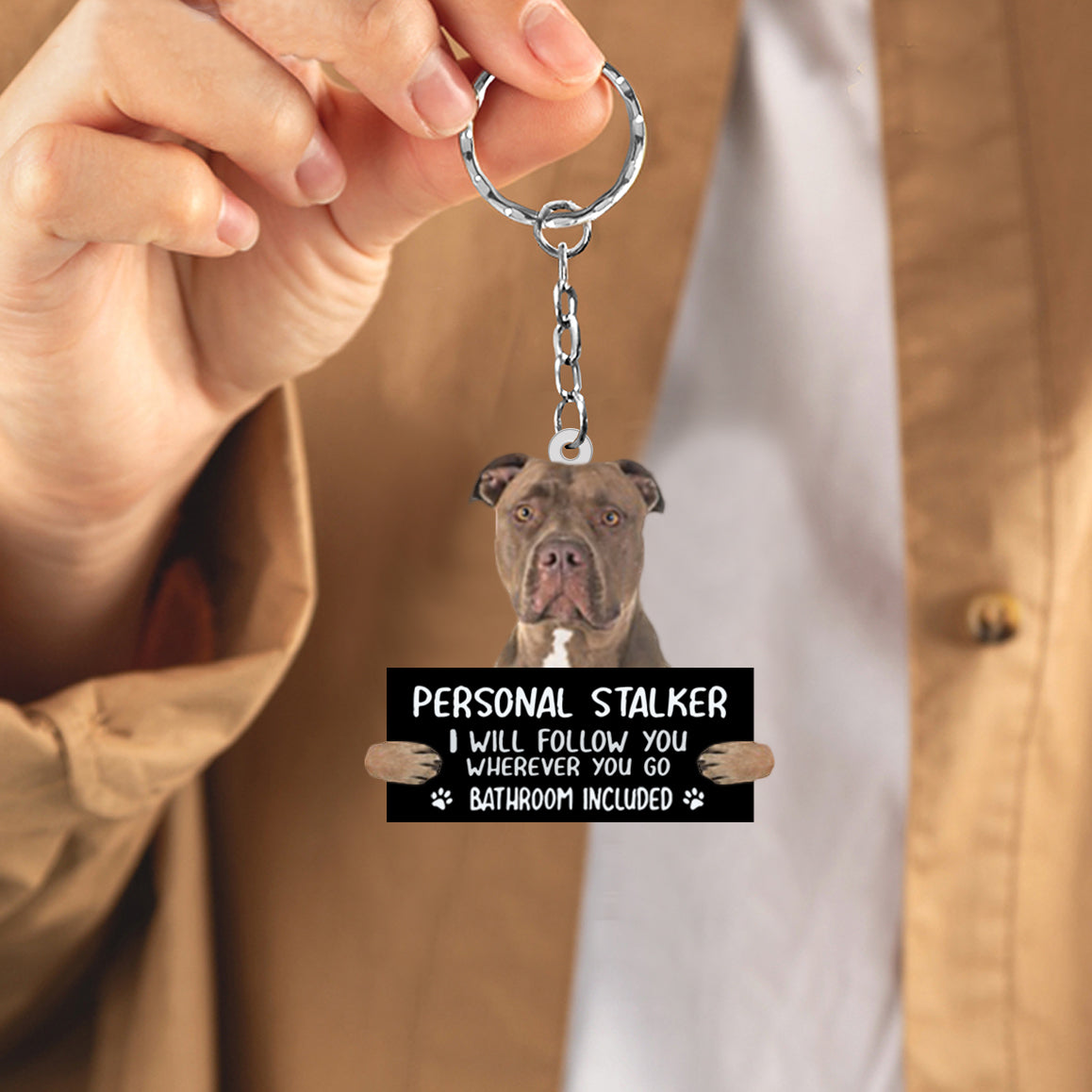 Pit bull Personal Stalker Acrylic Keychain