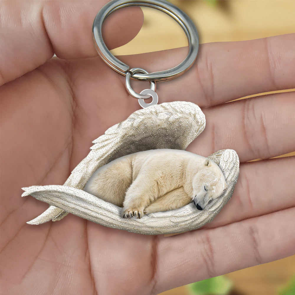 Polar bear Sleeping Angel Acrylic Keychain