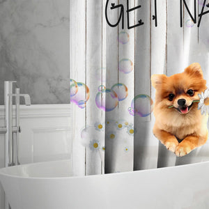Pomeranian Get Naked Daisy Shower Curtain