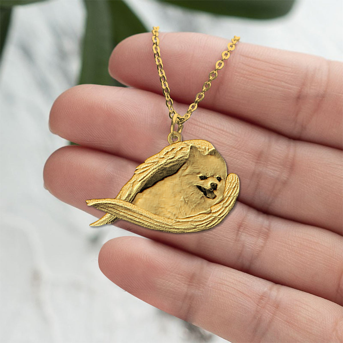 Pomeranian Sleeping Angel Necklace