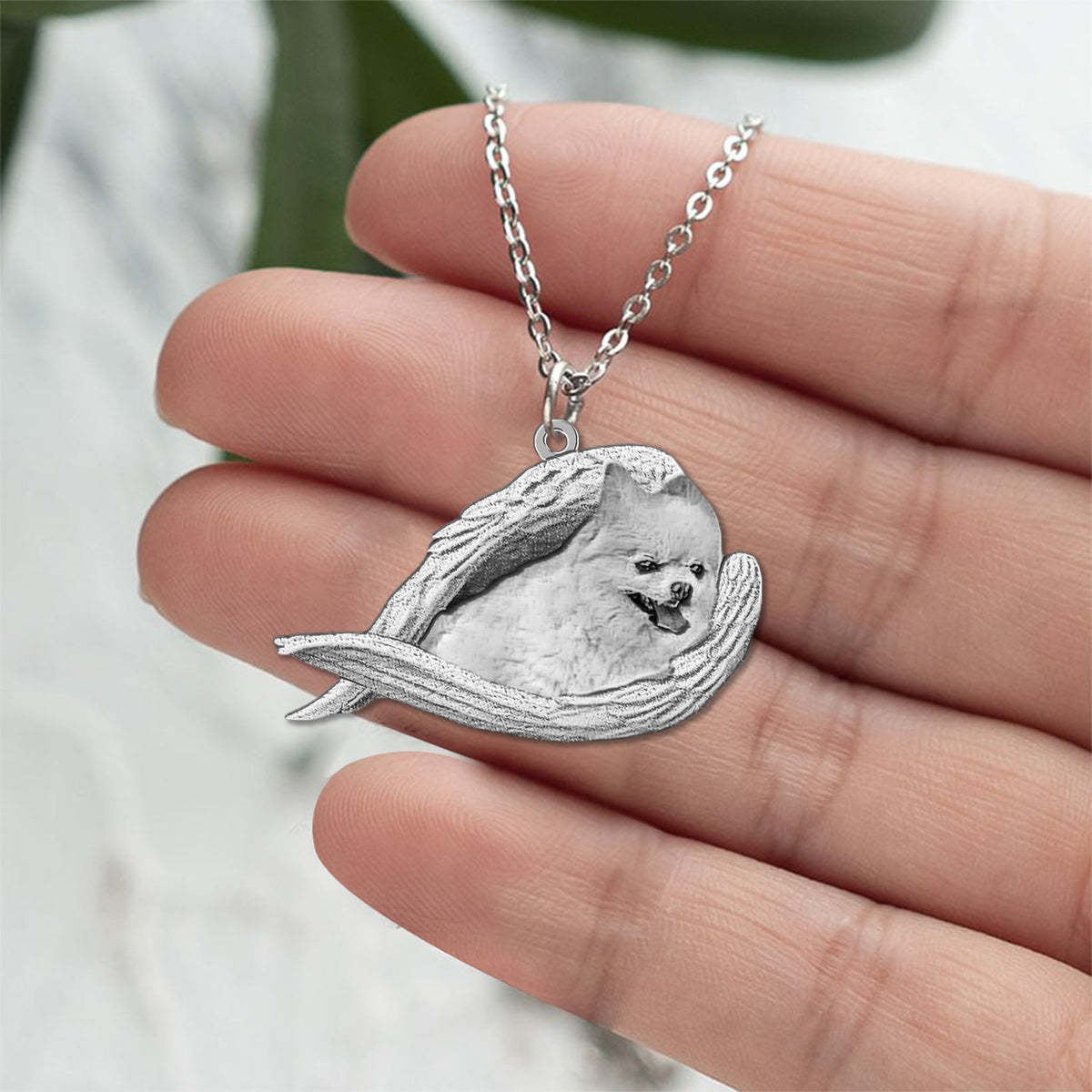 Pomeranian Sleeping Angel Necklace