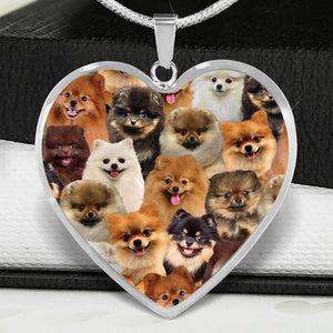 A Bunch Of Pomeranians Heart Necklace