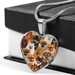 A Bunch Of Pomeranians Heart Necklace