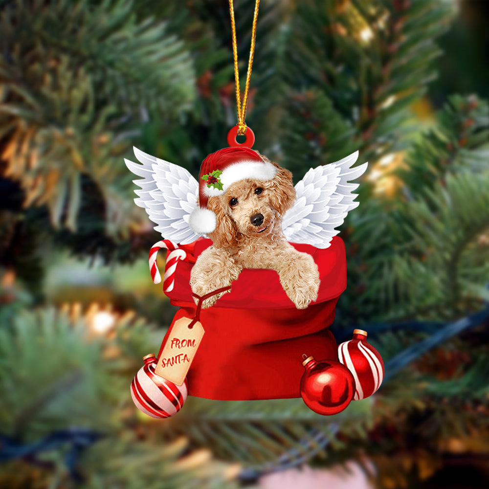 Poodle 2 Angel Gift From Santa Christmas Ornament