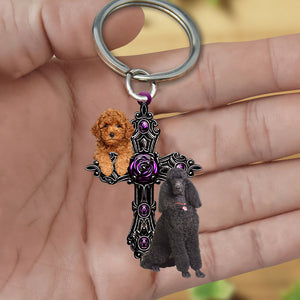 Poodle Pray For God Acrylic Keychain