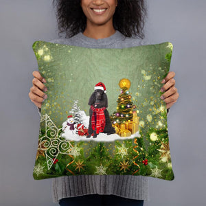 Black Poodle Merry Christmas Pillow Case