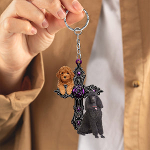 Poodle Pray For God Acrylic Keychain