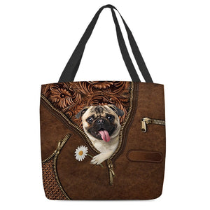 Pug Holding Daisy Tote Bag