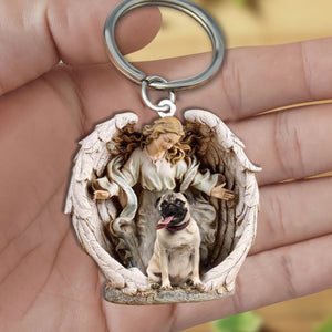 Angel Hug Pug3 Acrylic Keychain